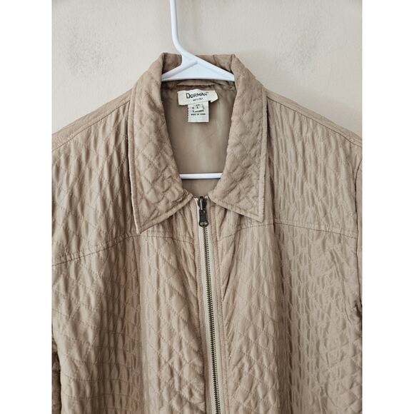 Dorman Womens Large Silk Quilted Jacket Lightweight Beige Tan - Picture 4 of 9
